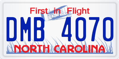 NC license plate DMB4070