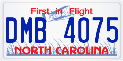 NC license plate DMB4075