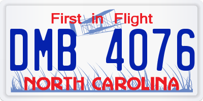 NC license plate DMB4076