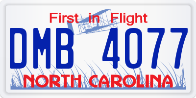 NC license plate DMB4077