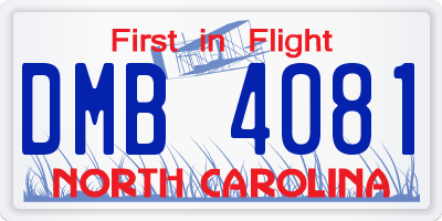 NC license plate DMB4081
