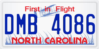 NC license plate DMB4086