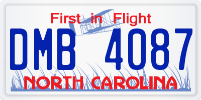 NC license plate DMB4087