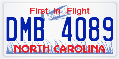 NC license plate DMB4089