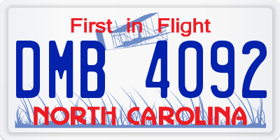 NC license plate DMB4092