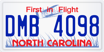 NC license plate DMB4098