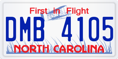 NC license plate DMB4105