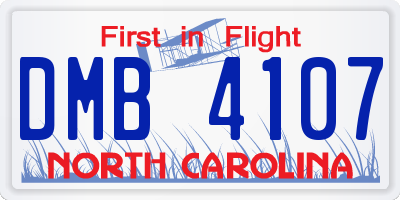 NC license plate DMB4107