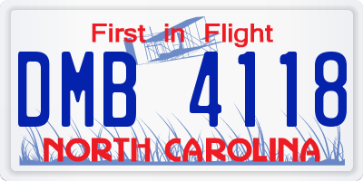 NC license plate DMB4118