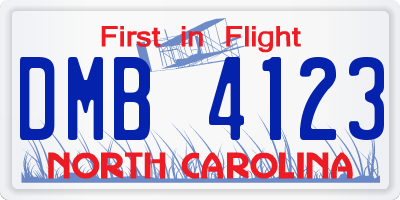 NC license plate DMB4123