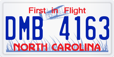 NC license plate DMB4163