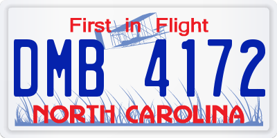 NC license plate DMB4172