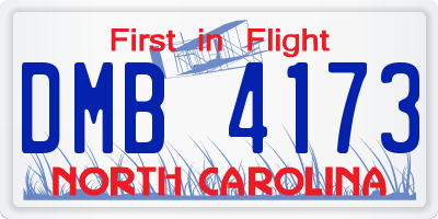 NC license plate DMB4173