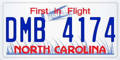 NC license plate DMB4174