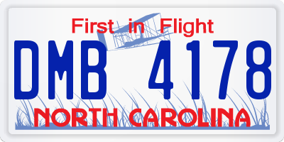 NC license plate DMB4178