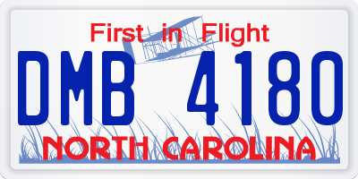 NC license plate DMB4180