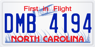 NC license plate DMB4194