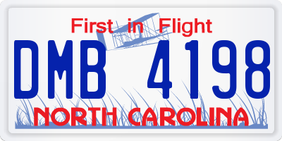 NC license plate DMB4198
