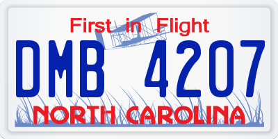 NC license plate DMB4207