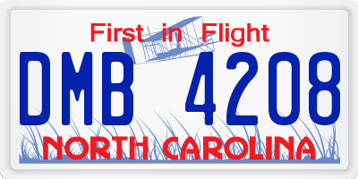 NC license plate DMB4208
