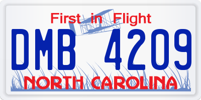 NC license plate DMB4209
