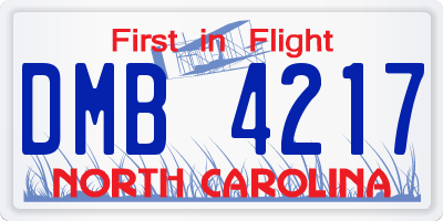 NC license plate DMB4217