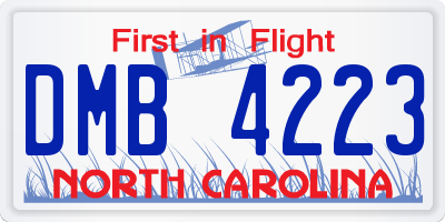 NC license plate DMB4223