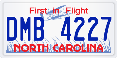 NC license plate DMB4227