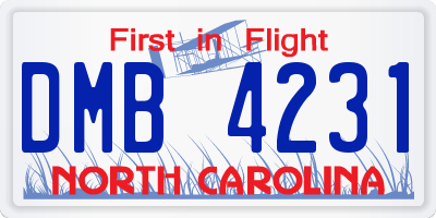 NC license plate DMB4231