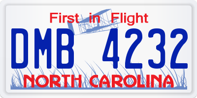 NC license plate DMB4232
