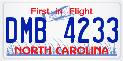 NC license plate DMB4233