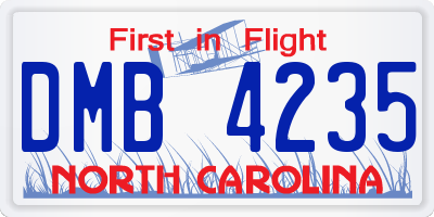 NC license plate DMB4235