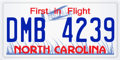 NC license plate DMB4239