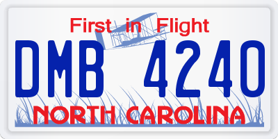 NC license plate DMB4240