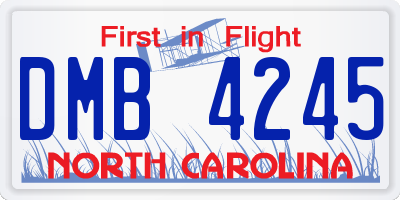 NC license plate DMB4245