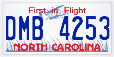 NC license plate DMB4253