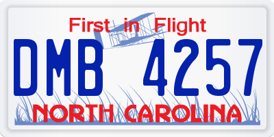 NC license plate DMB4257