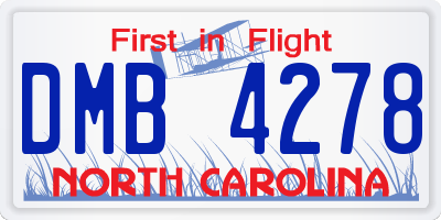 NC license plate DMB4278