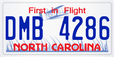 NC license plate DMB4286