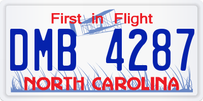 NC license plate DMB4287