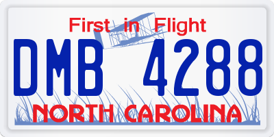 NC license plate DMB4288