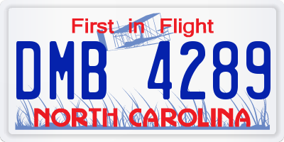 NC license plate DMB4289