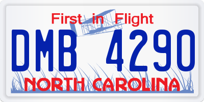 NC license plate DMB4290