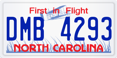 NC license plate DMB4293