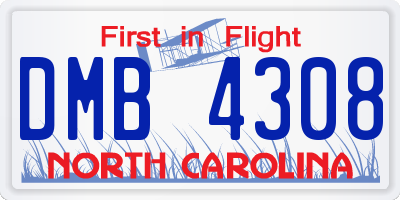 NC license plate DMB4308