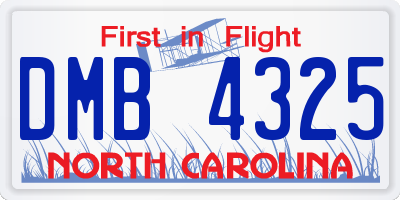 NC license plate DMB4325