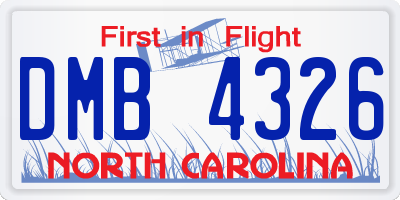 NC license plate DMB4326