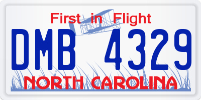NC license plate DMB4329