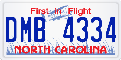 NC license plate DMB4334