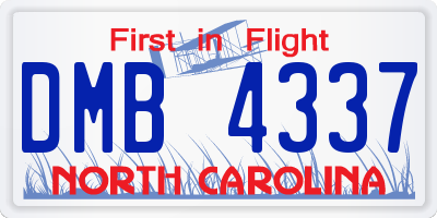 NC license plate DMB4337